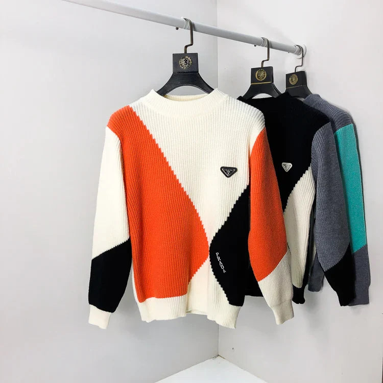 Men's crew neck knitted wool sweater 1426011209