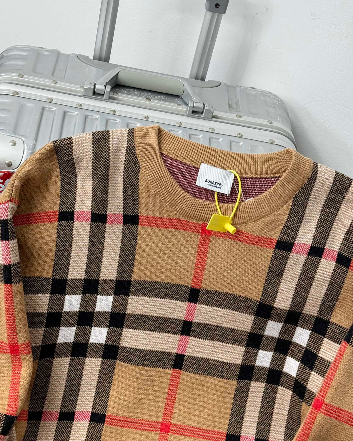 TB Mixed color plaid knitted sweater 1824102215