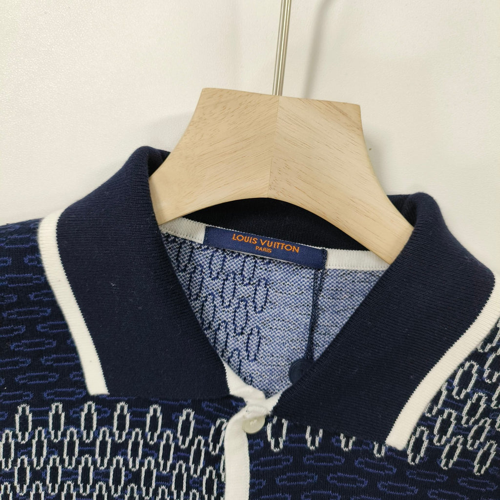 VV  Checkerboard mercerized cotton knitted short sleeves 1825022817