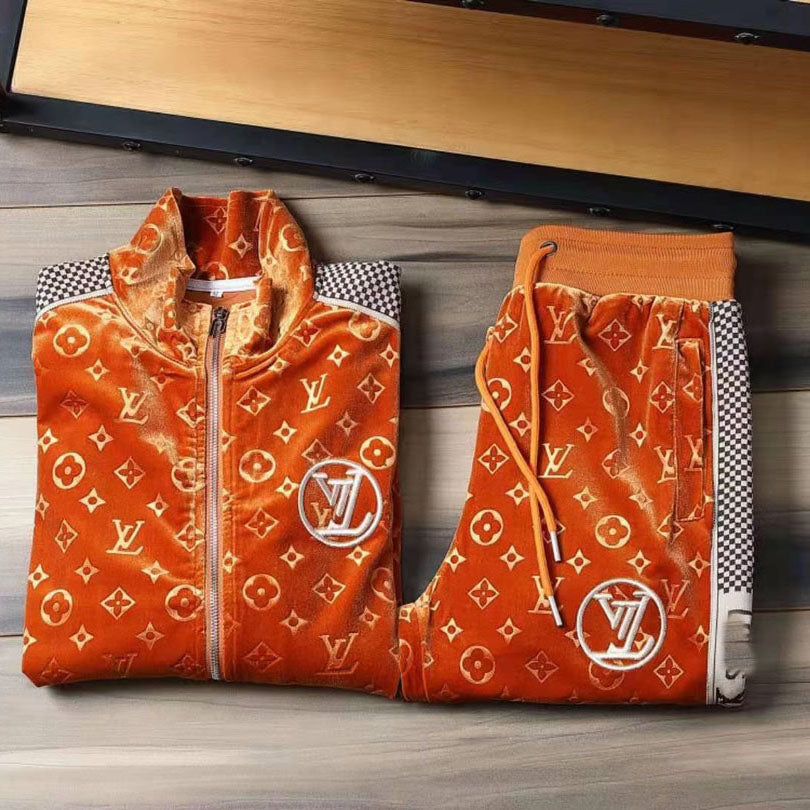 V Orange Embroidered VeVVet Suit LXYMC23021503