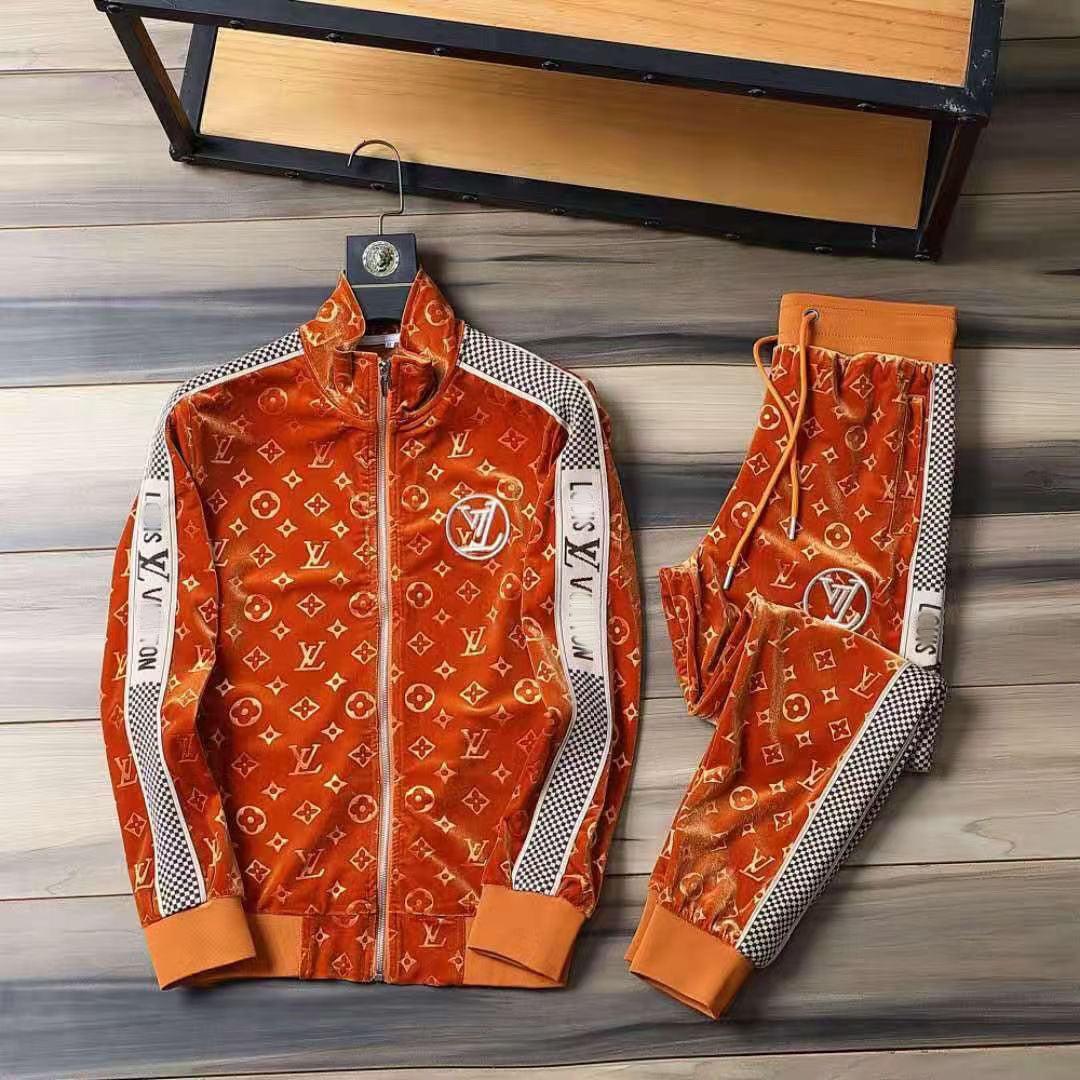 V Orange Embroidered VeVVet Suit LXYMC23021503