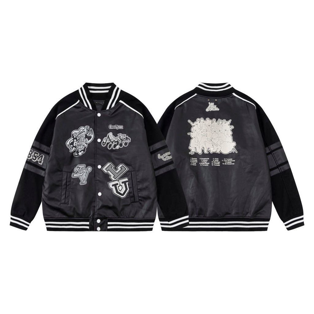 Wool and leather baseball jacket XC0823092606
