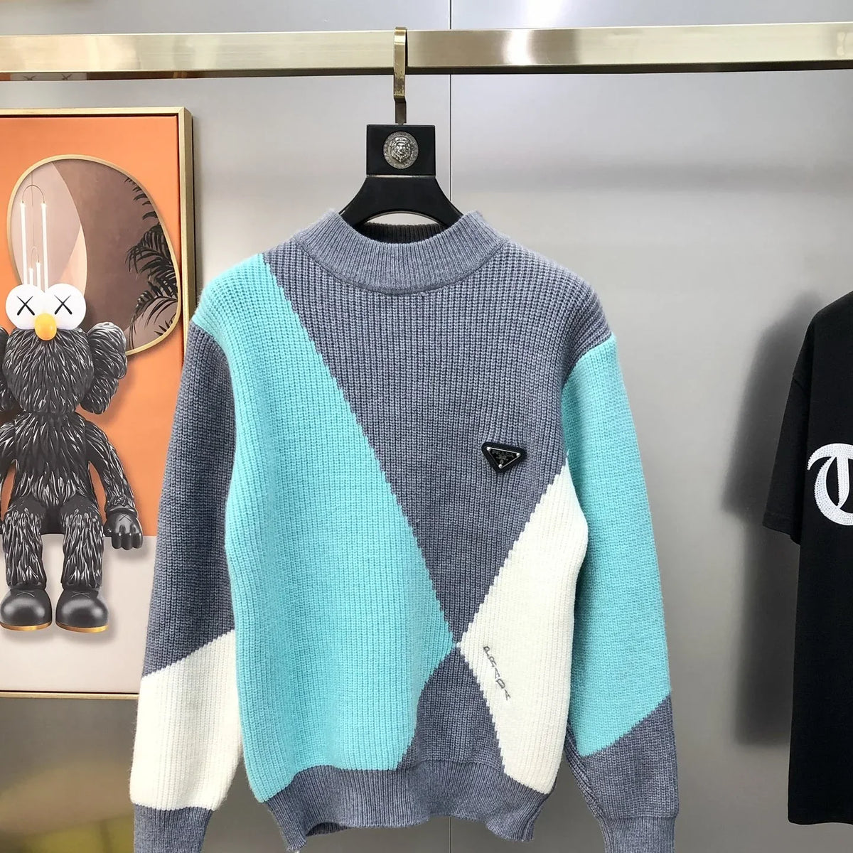 Men's crew neck knitted wool sweater 1426011209