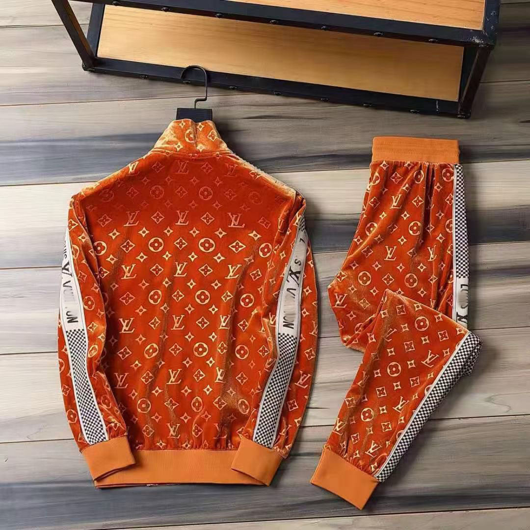 V Orange Embroidered VeVVet Suit LXYMC23021503