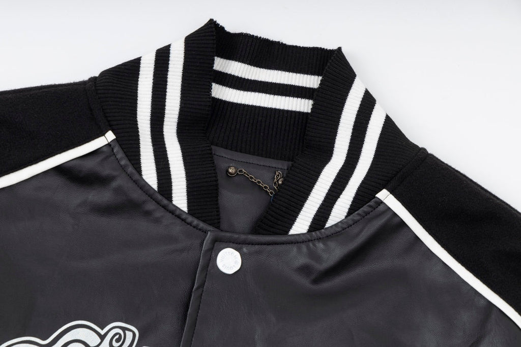 Wool and leather baseball jacket XC0823092606