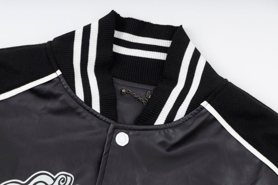 Wool and leather baseball jacket XC0823092606