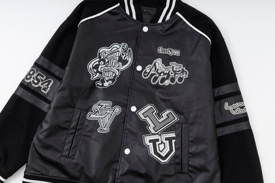 Wool and leather baseball jacket XC0823092606