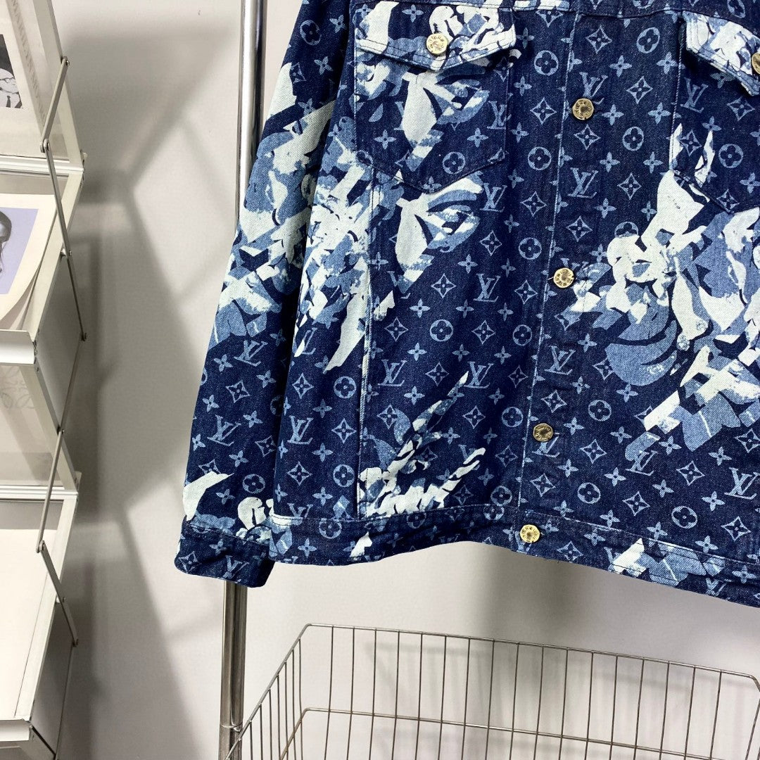 Floral print denim jacket jacket 1824100906