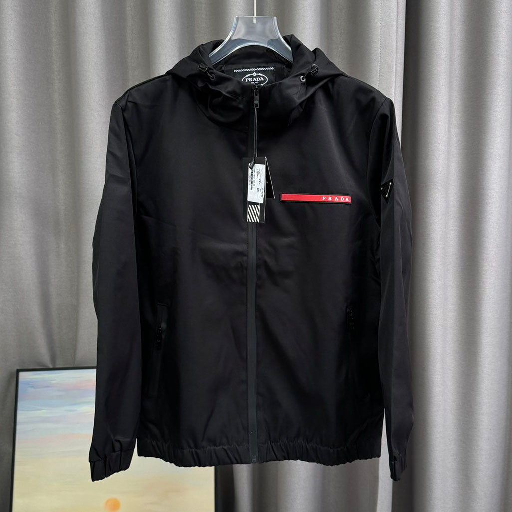 PR Triangular logo red tape hooded jacket 1824100701