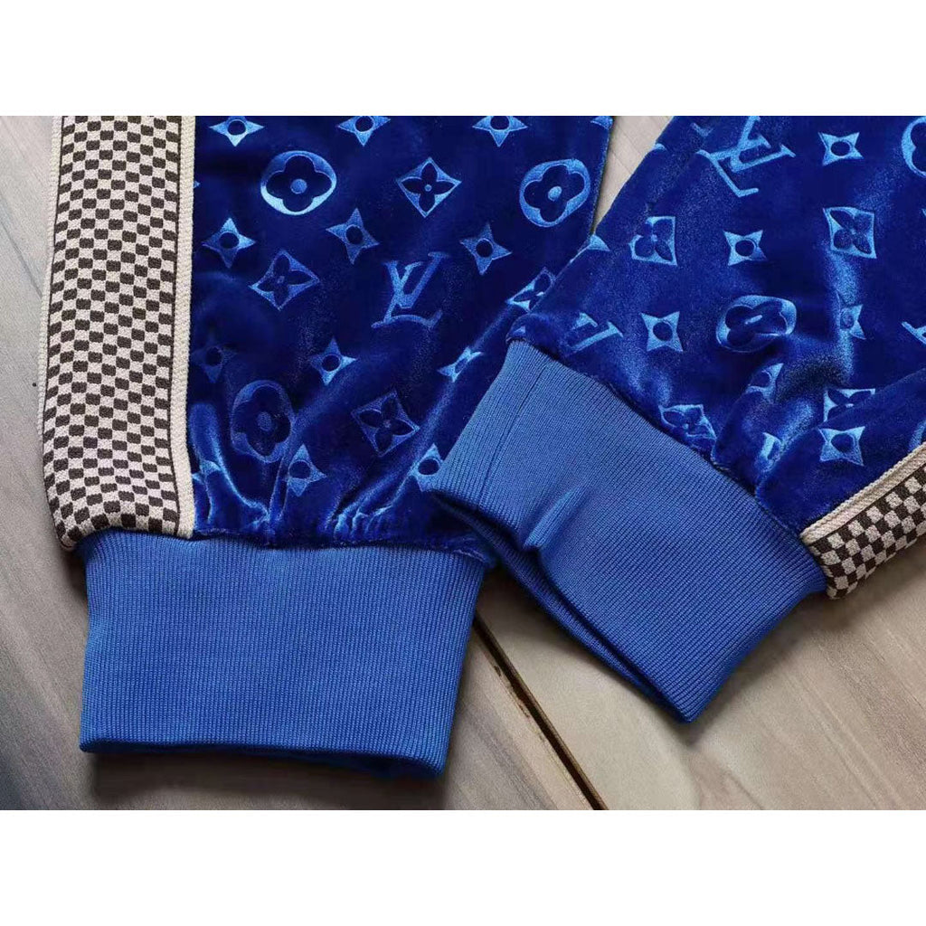 V Blue Embroidered VeVVet Suit LXYMC23021504
