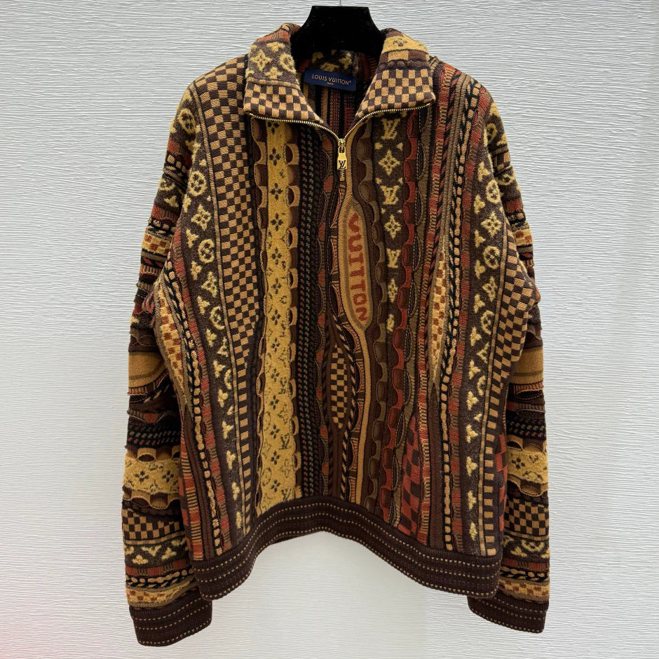Unisex Vintage-Print Knit Cardigan 1025103101