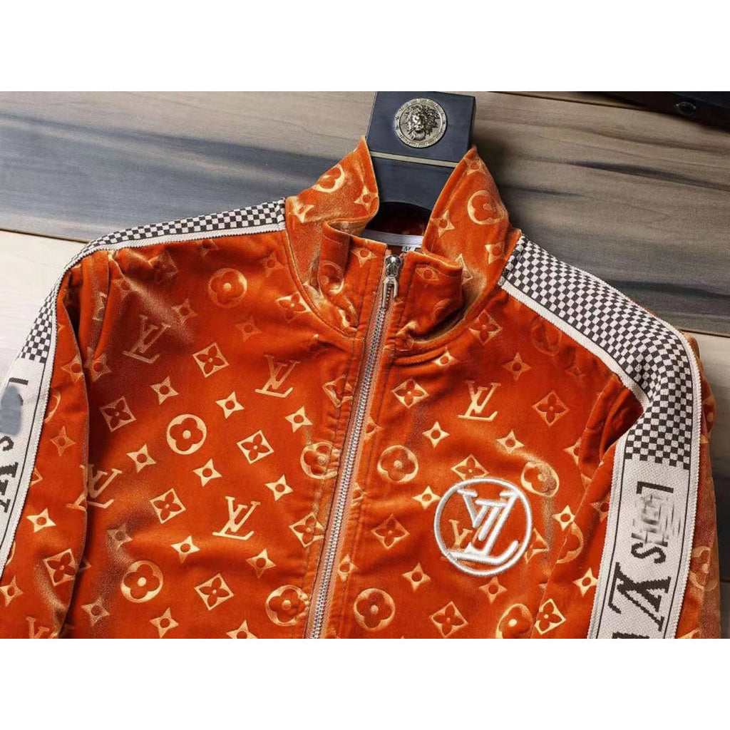 V Orange Embroidered VeVVet Suit LXYMC23021503