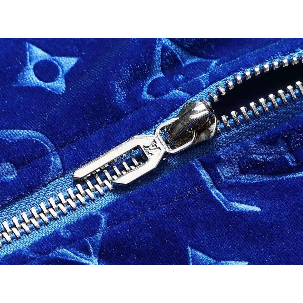 V Blue Embroidered VeVVet Suit LXYMC23021504