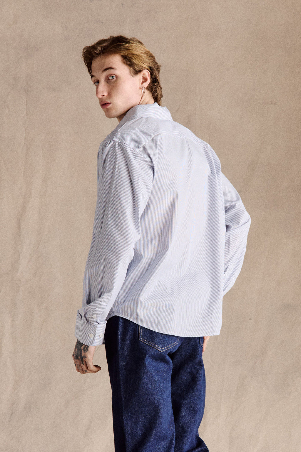 Delon Pinstripe Shirt | Dark Blue