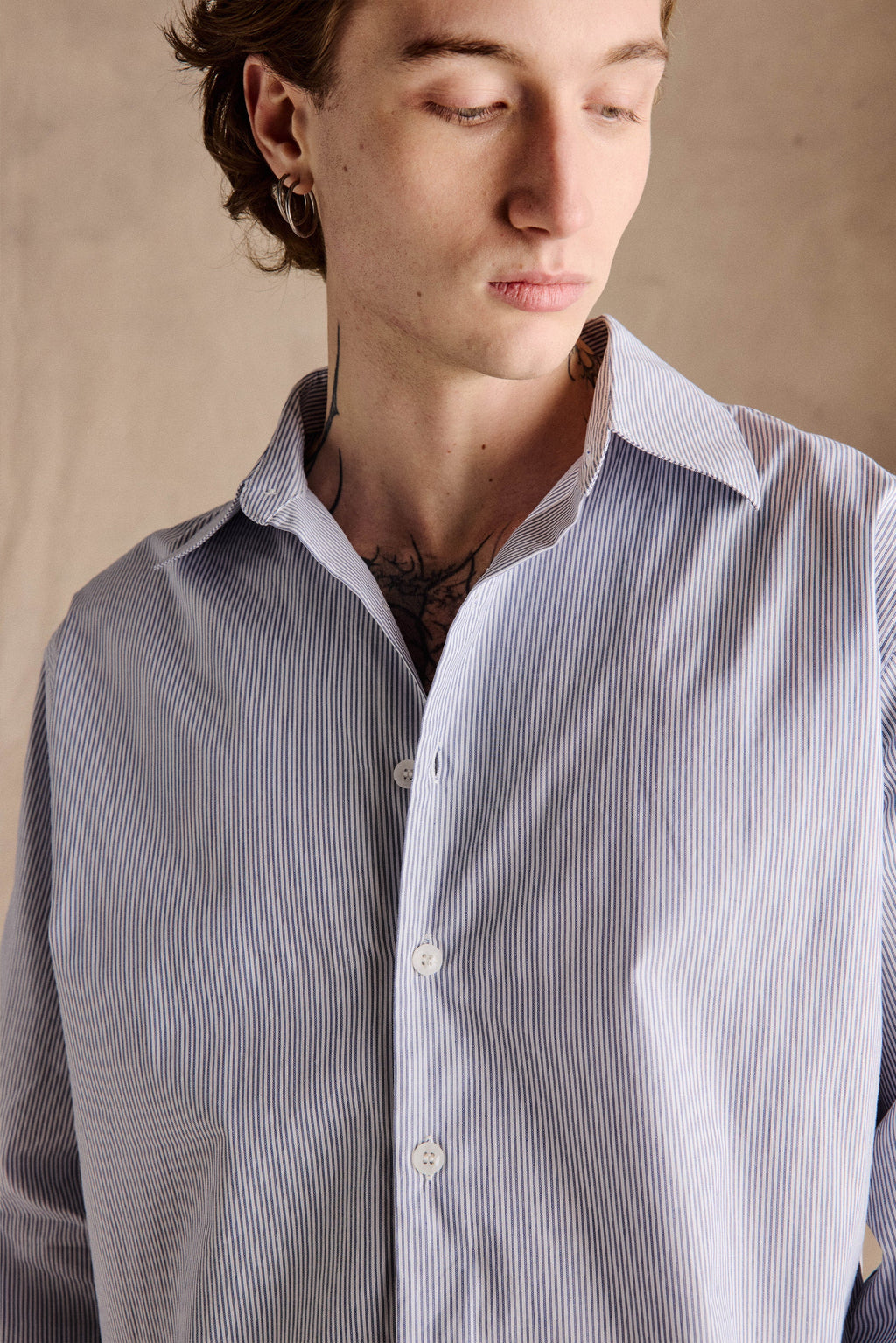 Delon Pinstripe Shirt | Dark Blue