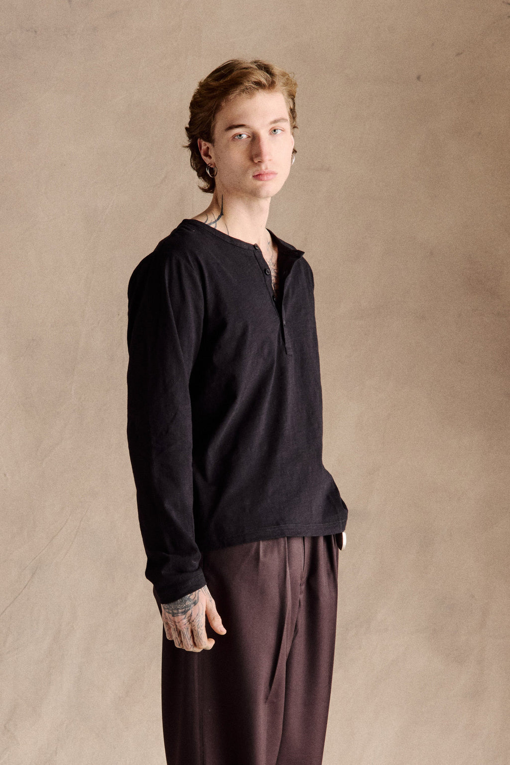 Riviera Slub Henley | Black