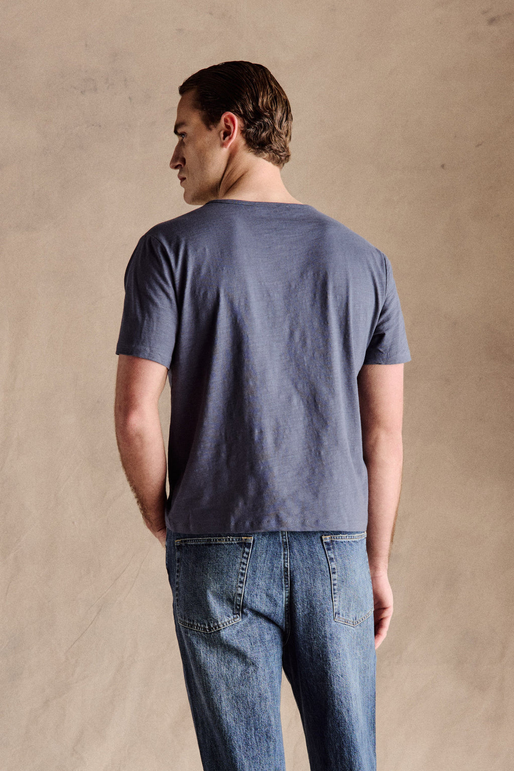 Steve Slub Cotton Tee | Navy