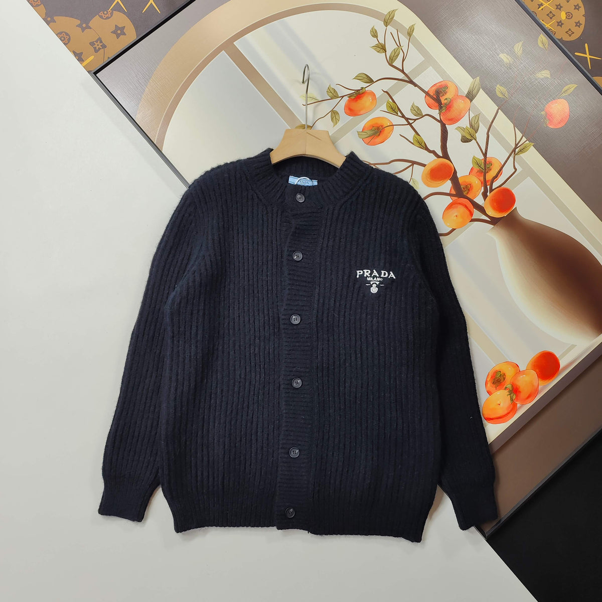 PD Chunky Needle Embroidery Wool Cardigan 1825102013