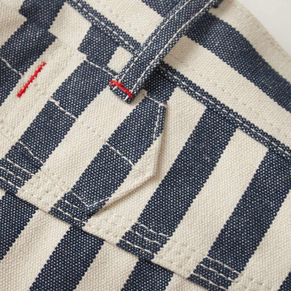 14オンス厚手仕様　 カスタム織りブルーワイドストライプロガーワークパンツ