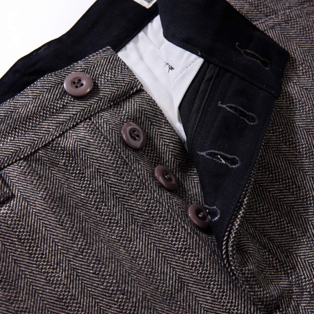 ヴィンテージカジュアル　 ヘリンボーン柄ウールスラックス