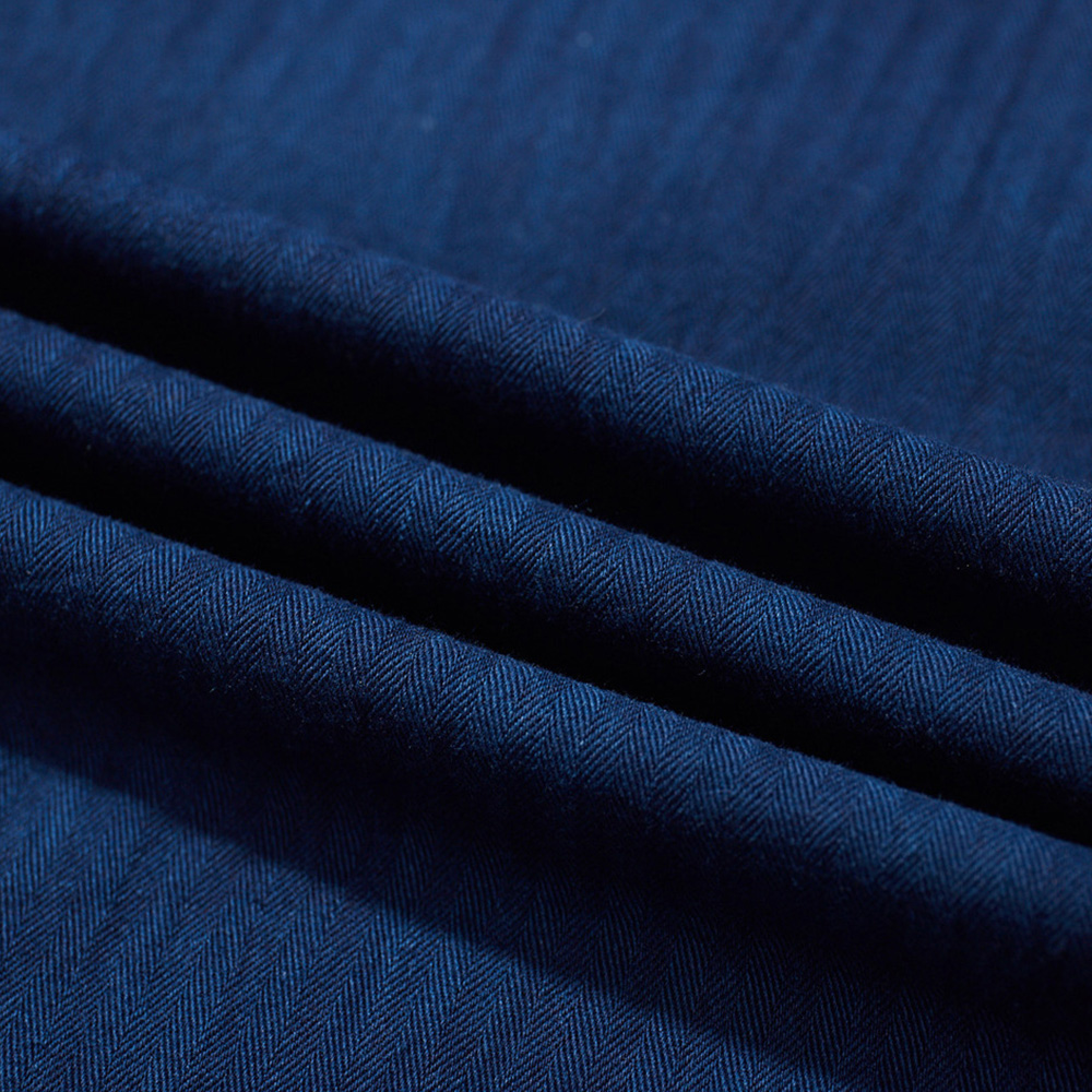 藍染め　ヘリンボーンカジュアルワイドパンツ