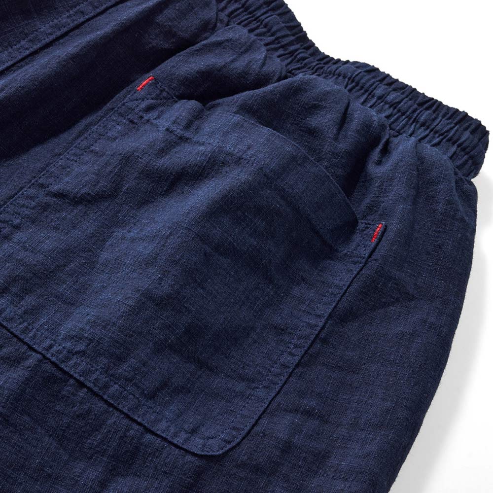 手染め藍染めコットンリネンワイドパンツ