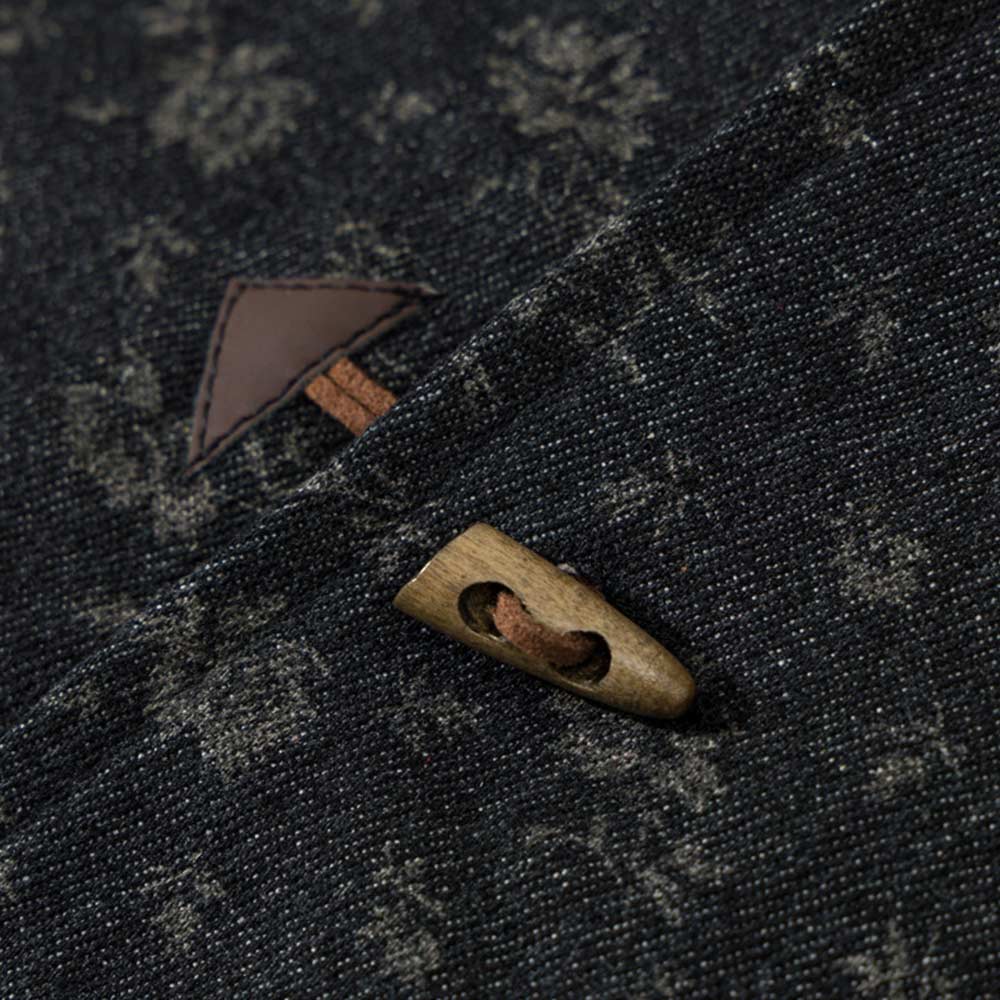 レトロ民族風　デニムワーク長袖 シャツメンズ