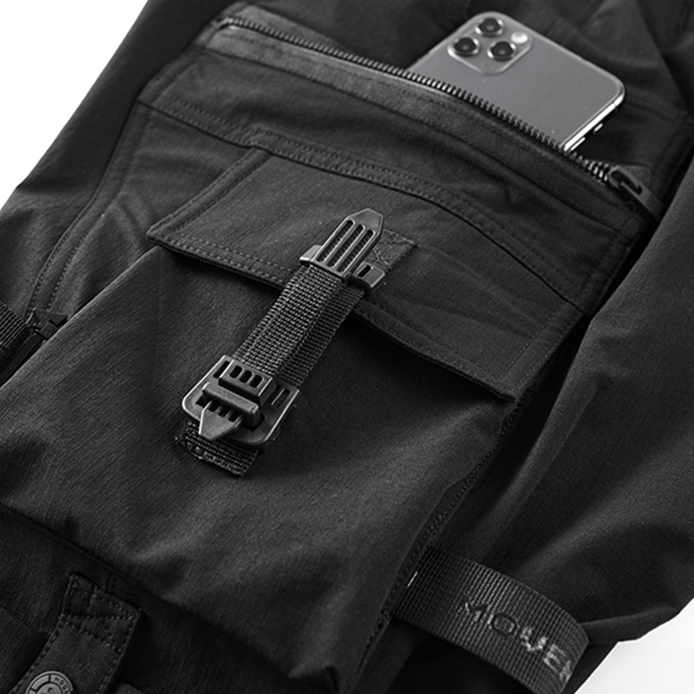 防水・耐引裂　取り外し可能なグログランテープ付き パラシュートパンツ