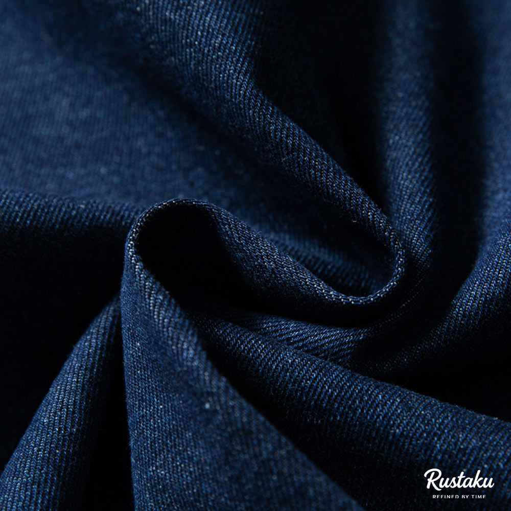 チェック切り替え折り襟デニムシャツ