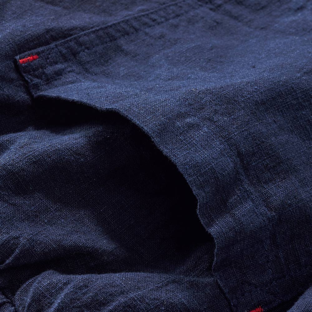 手染め藍染めコットンリネンワイドパンツ