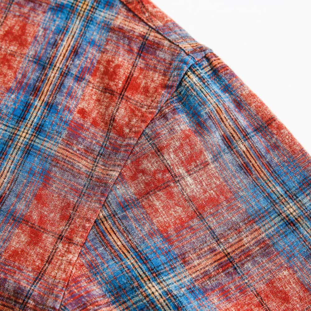 アメカジ　絞り染めチェックシャツ