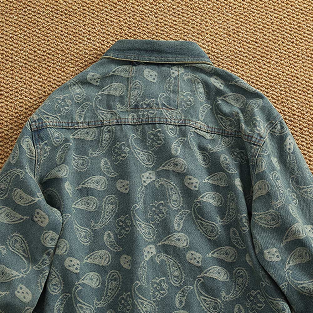 ヘビーウェイト　ペイズリー総柄ジャカードデニムシャツ