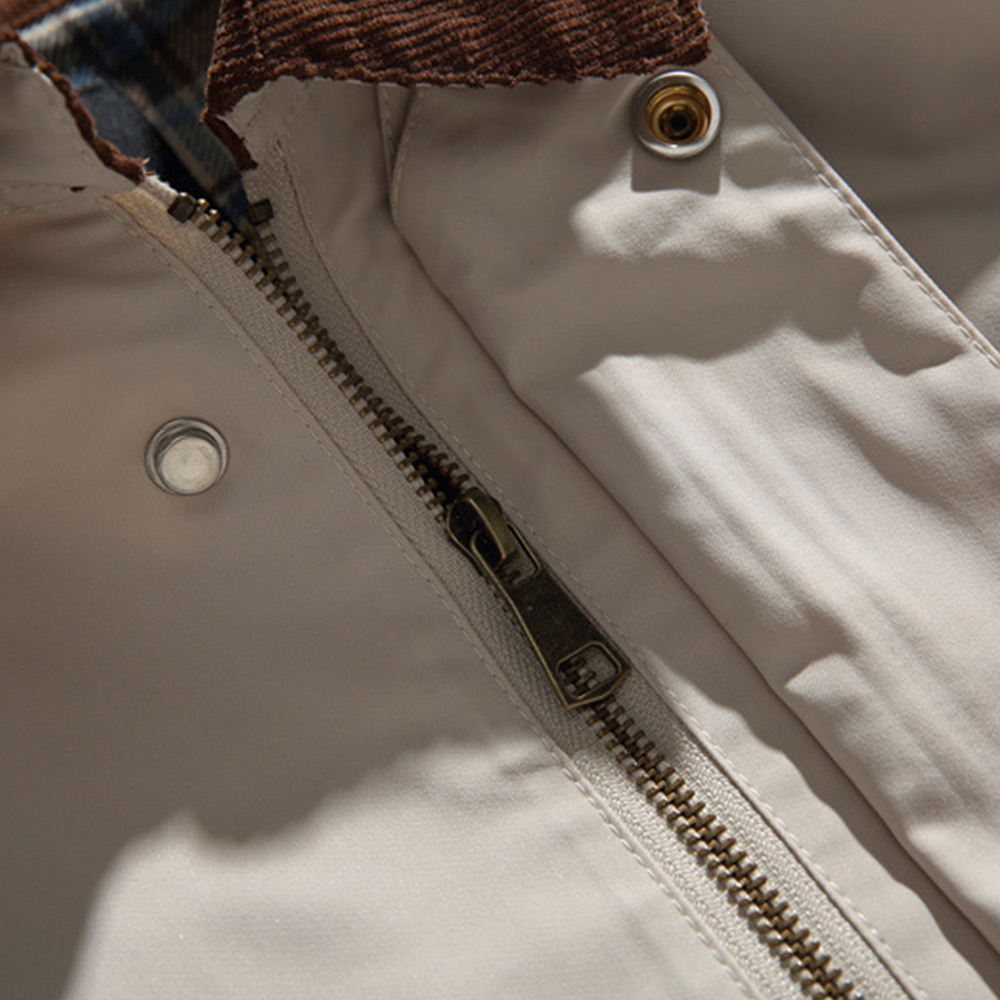 コーデュロイ切り替えブリティッシュハンティングジャケット　ミディアムロング